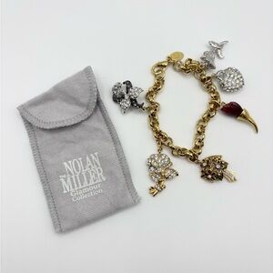 Nolan Miller Gold Rolo Chain Charm Bracelet with 6 Charms